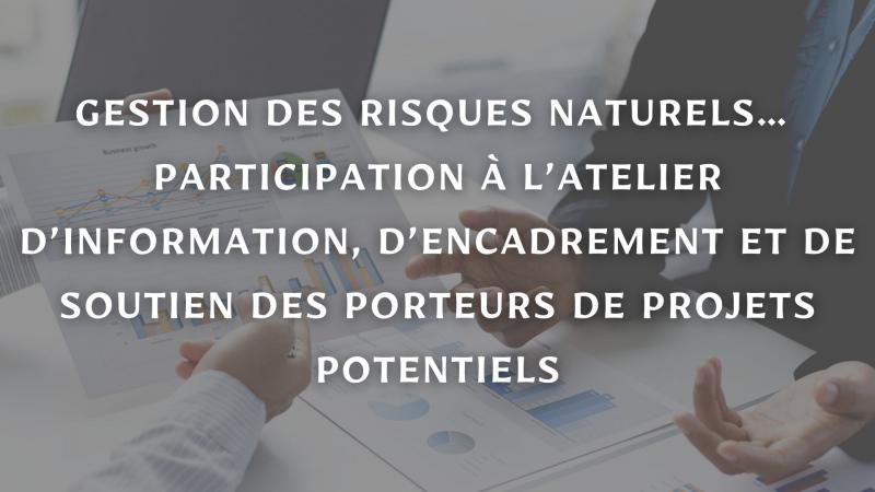 Gestion des risques naturels…Participation à l’atelier d’information, d’encadrement et de soutien des porteurs de projets potentiels